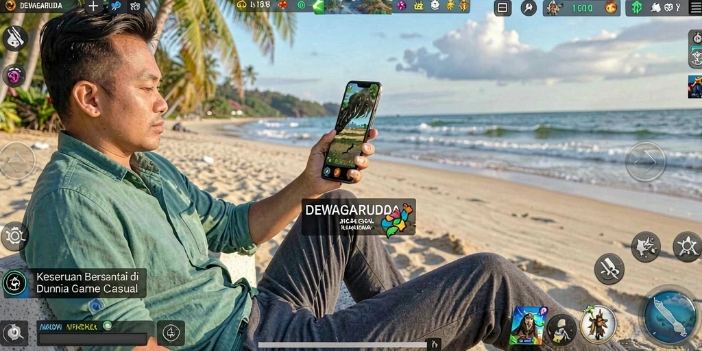 Tampilan gameplay seru DEWAGARUDA dengan warna-warni yang menarik.