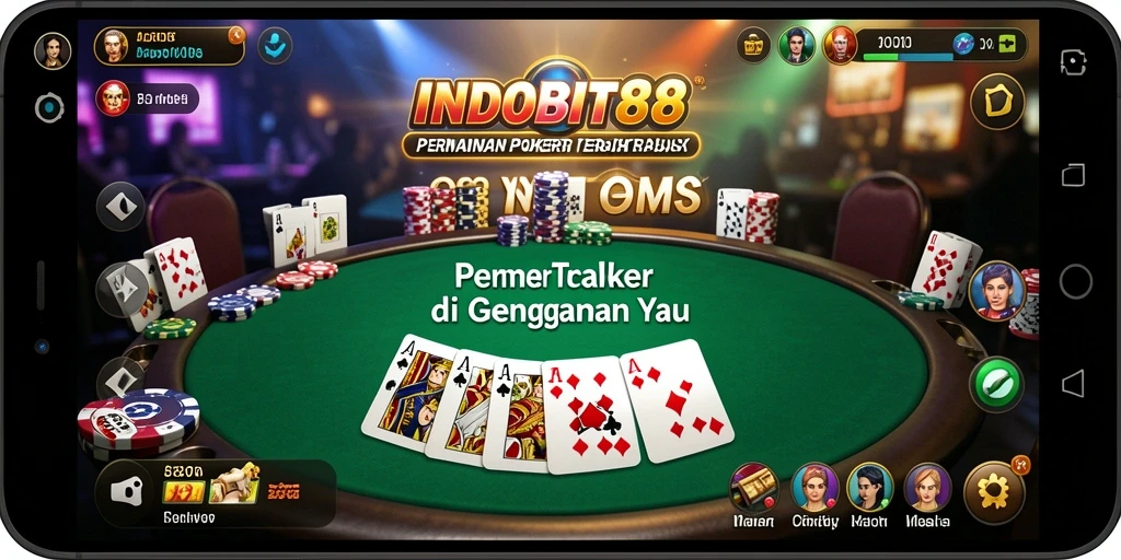 Tampilan menarik dari gameplay poker di INDOBIT88.