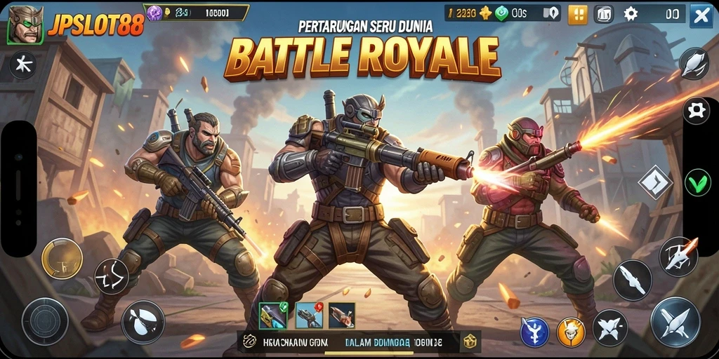 Tangkap aksi seru dalam gameplay JPSLOT88 di pertempuran Battle Royale.