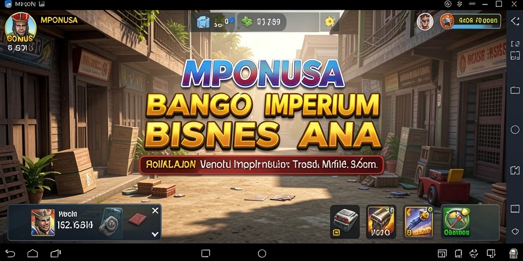 Tampilan gameplay MPONUSA yang menampilkan strategi pengembangan bisnis.