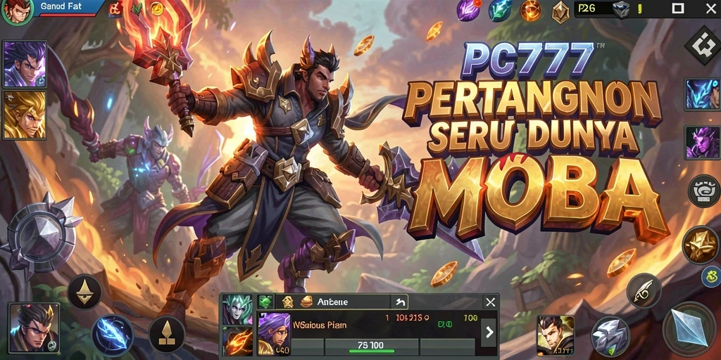 Tampilan gameplay seru dalam pertarungan MOBA.