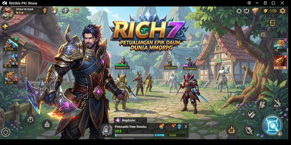 Tampilan gameplay RICH7 yang mengasyikkan dan penuh aksi MMORPG.