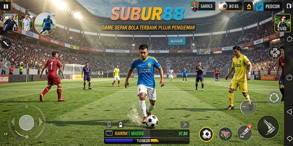 Tampilan screenshot SUBUR88 menampilkan aksi sepak bola yang seru dan grafis memukau.