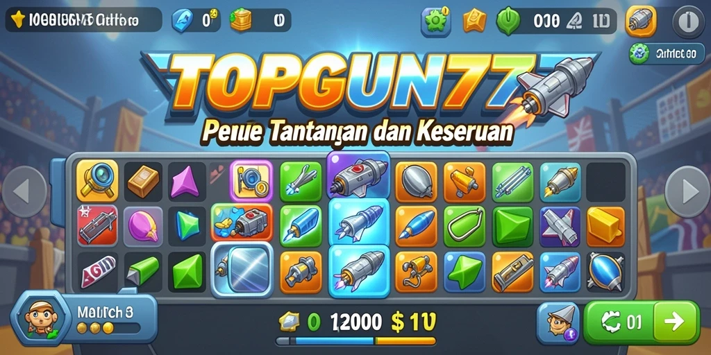 Tampilan gameplay seru di TOPGUN77 dengan warna-warni yang menarik.