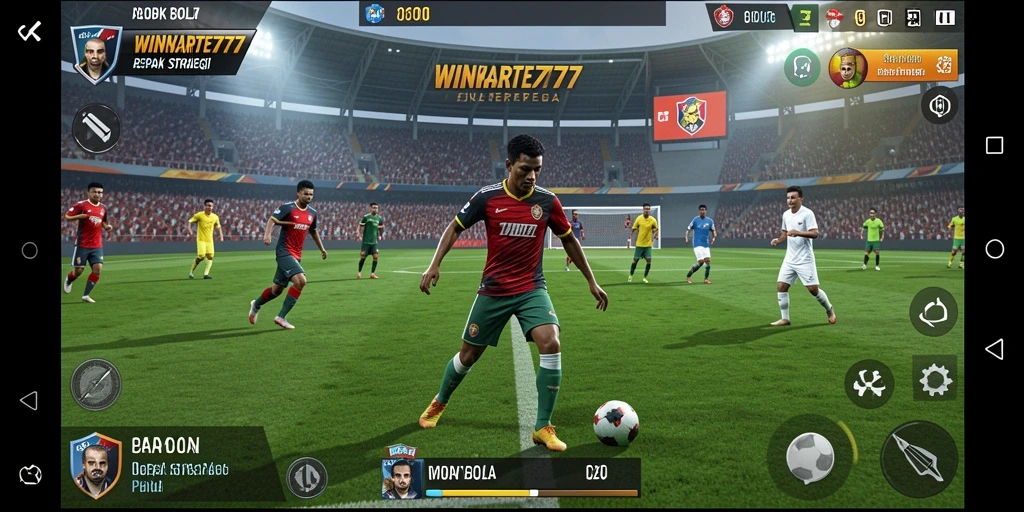 Tampilan gameplay <strong>WINRATE777</strong> yang mendebarkan dalam pertandingan sepak bola.